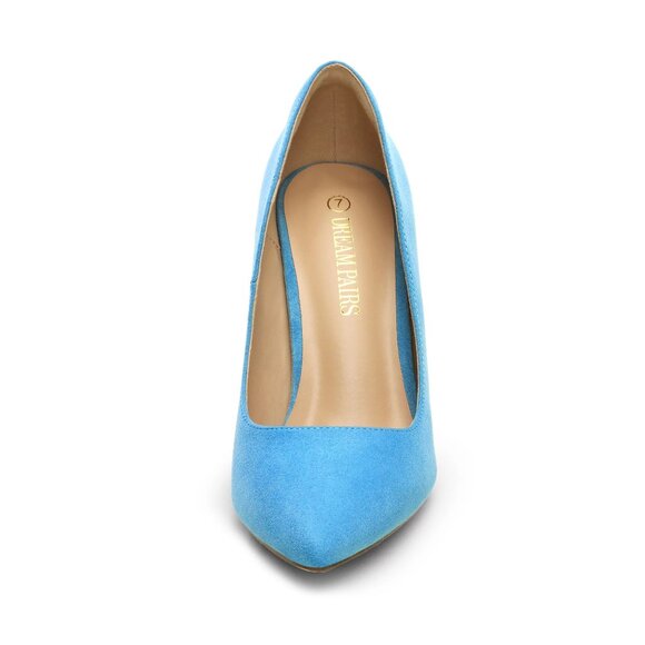 Dream Pairs Christian Pointed Toe High Heel Pump in Light Blue Suede NWOB - Picture 3 of 10